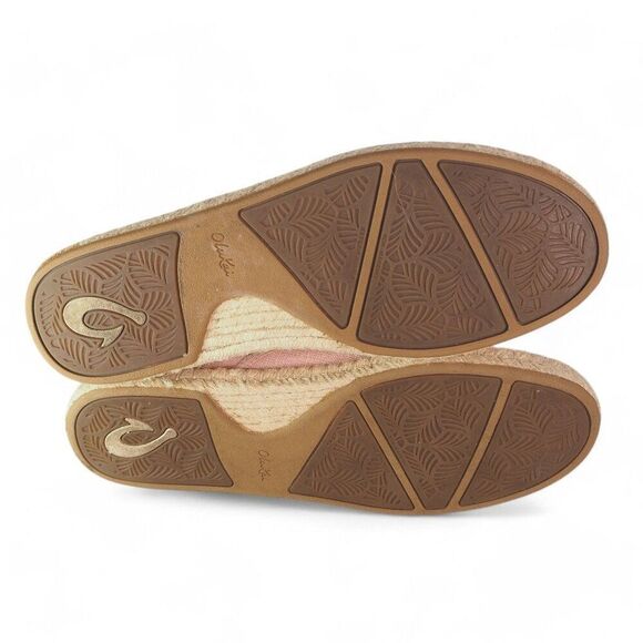 Olukai Kaula Pa'a Kapa Linen Espadrille Slip-on Loafers Rose Sea Salt Women's 9 - Picture 8 of 11